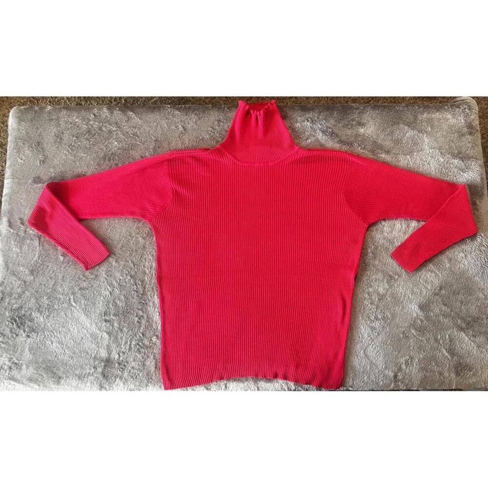 Susan Bistol 100% Knitted Silk, Ruffled Turtleneck Sweater